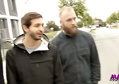 Jacky Lawless surprises German men with a cosplay-fueled gang bang in a car