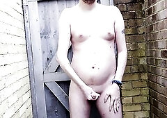 Getting absolutely bare outside for a risky masturbation during the day