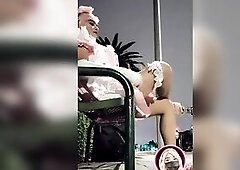 Sissy Crossdresser maid at a public bus stop st Midnight awaiting to suck schlongs and eat loads of strangers.