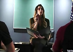 TS Nikki Vicious receives a hard cock up her ts ass