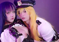 Panty&Stocking Panty's large knob screwed Stocking to climax.