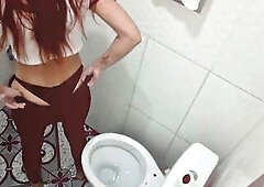 Whore bangs with a stranger in the washroom of a bar!