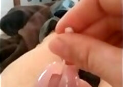 Shemale Jacks Off Cums in Chastity Cage