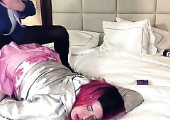 Gorgeous Crossdresser in Crotch Ripped Yoga Panties Screws Trans Woman