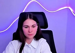 Cute curly brunette solo webcam masturbation