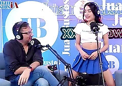 Tiny brunette hair MayraOficial cums like eager on the Sybian machine on the set of the JuanBustos Podcast!