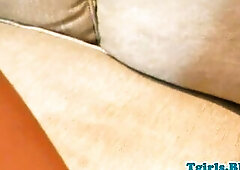 Black shemale spitroasted in carnal trio