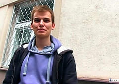 Eighteen-year-old twink cums during POV ass fucking