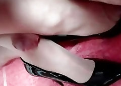 Dirty freak rubs his cock between feet BDSM fetish porn