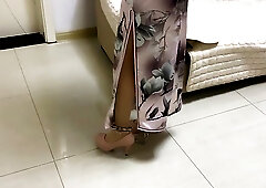 Chinese woman is masturbating while having many restrains on and enjoying every single second of it