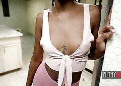 Screwing my black girlfriend at the gym baths - Mila Mars