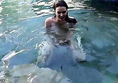 Emma Evins Is Outside Swimming And Willing To Masturbate