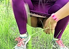 Natural Bushy Snatch PISSING in nature # Close Upp Unshaved Cunt PEE