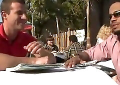 Trainy waitress gets flirty with client