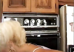 Bawdy grandma in hot stockings sucks delivery studs's knob in a trio snatch, anal and double penetration action with cum in throat end.