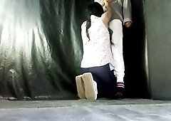 sissy crossdresser with brunette hair woman with large breasts and booty