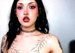 Teen brunette toys pussy and sucks dick in bath