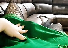 Sexy Trans mother I'd like to fuck Tease & Play In Fishnets & Hawt Green Suit Free Preview