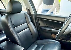 Concupiscent Trans Uber Driver Ria Bentley Toys and Cums in Car Driving Outside in Public