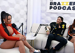 The podcast interview quickly leads to a threesome