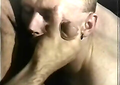 Gay couple have some fun in the shower - old gay porn