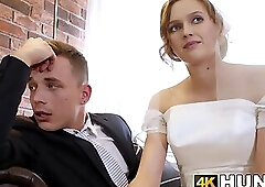 Beautiful bride fucks stranger while hubby cuckolds