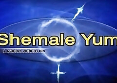 Great blonde shemale gives the most amazing solo masturbation action