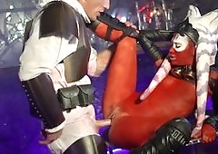 This hot babe is being fucked bu one stud at cosplay party