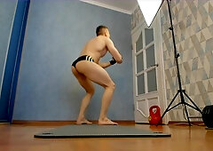 Thrust-ups from the floor. Cowers. Glamour lingerie