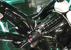 His cock is teased with a huge magic wand slowly