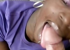 Horny black ladyboy sucking a cock