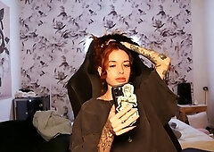 Redhead babe shows her hot body in naughty solo