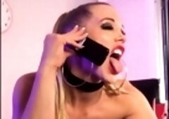 Blonde with big boobs fucked from behind before tit wanking
