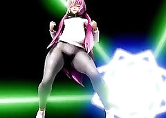 Futanari with big boobs dancing and shaking her big cock