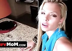 Pervmom - alluring blonda cougar juggles her tattooed ass on her stepson's boner and drinks his cum