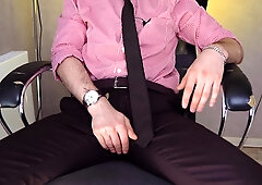 A young fantastic stud milks in the office and ejaculates noisily while no one is at work.