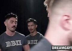 Rocky taking Hunter the naked diver’s cock and balls into his hand