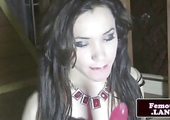 Tempting femboi teases solo with a huge dildo