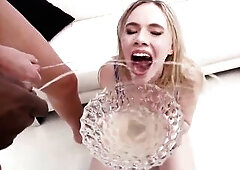 Insatiable group sex wench overspread in cum, triple snatch pounding her trickling snatch