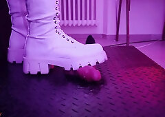 Slave Pov Of Tamy Destroying Your Cock In White Snow Boots With An Aggressive Cbt Bootjob And Post Orgasm- Fh Exclusive