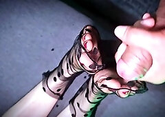 Solejob, hot milf footjob, cum on feet