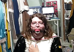 vinyl Sakura Costume Play Sissy Maid Gag joy