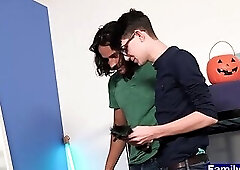 Stepuncle and his boys find their kinky neighbor naked