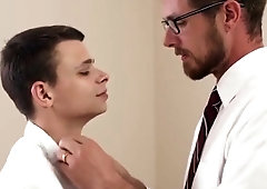 Uniformed bishop cums