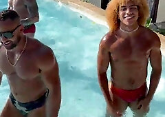 HOMIES HAVING AN FUCK-FEST IN THE POOL IN FRONT OF THE RIVER