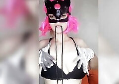 Pure bliss My large breasts and kitten mask are getting off jointly