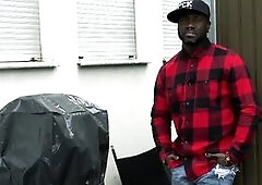 German Ebony and White office sex