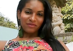 Natural tits shemale Fabiana Abelha ass fucked outdoors