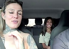 We discovered a homeless hotty named Medinga, took her to the car to have sex with her and gave her some coins.