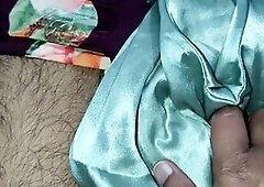 Amateur crossdresser in gay lingerie gets covered in satin cum